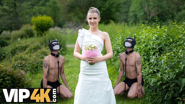 BRIDE4K. Doğal göğüslü sarışın gelin, çılgın düğününde güzel bir sikişmenin tadını çıkardı
