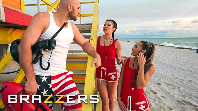 BRAZZERS - Lifeguards MacKenzie Mace & Kylie Rocket Convince Their Co-worker JMac To Fuck Them Both